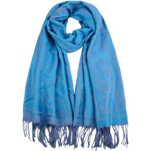 Women's Pashmina Shawl Wrap Two Tone Blue - Picture 1 of 7